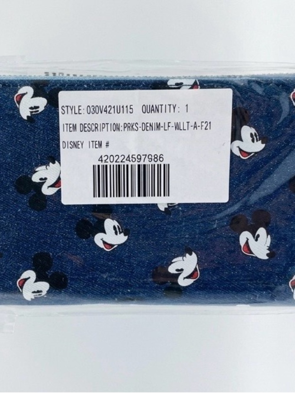 Disney Parks x Loungefly Mickey Mouse Denim Zip Wallet NEW IN PLASTIC